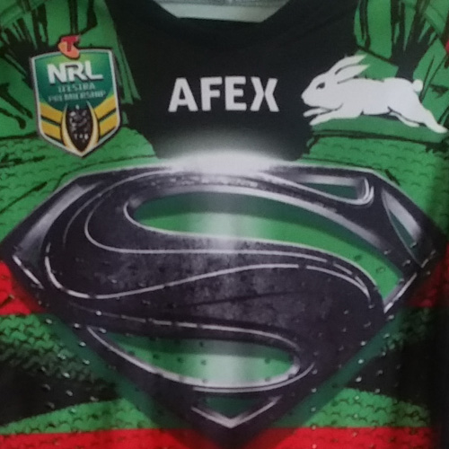 South Sydney Rabbitohs 2014 Superman jersey – Alex Johnston