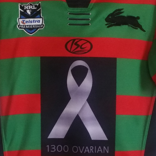 South Sydney Rabbitohs 2011 Ovarian Cancer jersey- Chris Mcqueen signed